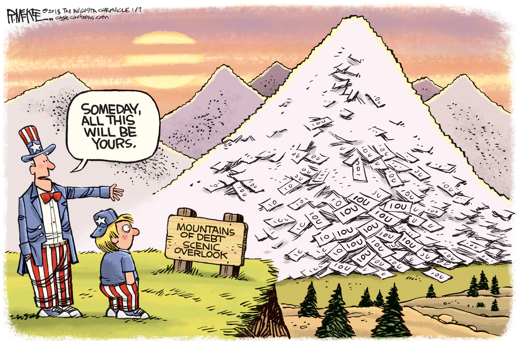 Mountains of Debt by Rick McKee, The Augusta Chronicle